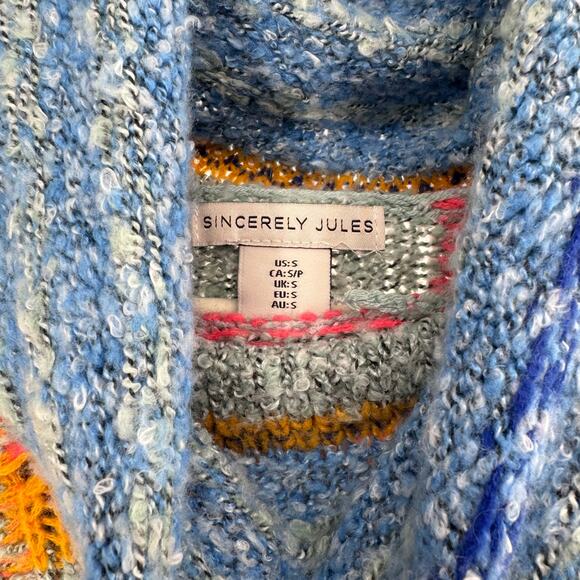 Sincerely Jules Cozy Boho Wool Blend Colorblock Multicolor Sweater Women Small - Picture 6 of 8